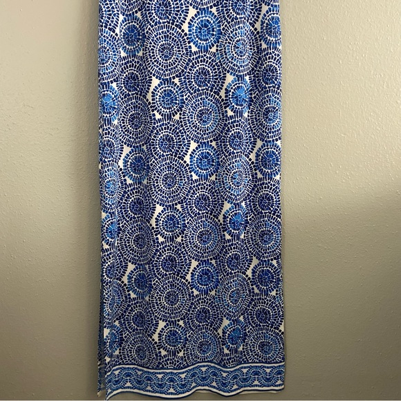 Boston Proper Blue Mosaic Medallion Maxi Dress Size 4 Stretch - Picture 8 of 11